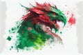 Red Green Dragon portrait Welsh flag Wales