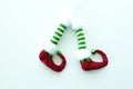 Red and green elf boots isolated on white Royalty Free Stock Photo
