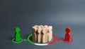 red and green figures of people influence the crowd. Pressure, influence on public opinion, communicating. influence of media Royalty Free Stock Photo