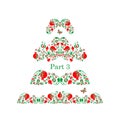 Red green floral folk vintage pattern collection with decorative pomegranate. Part 3