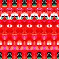 Red and green folk art inspired seamless pattern