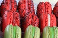 Red and Green French Macaron cookies