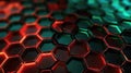 Red Green Gen Dnc Endering Honeycomb Technology Background. Generative AI