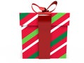 Red green Gift box with ribbon bow 3d illustration rendering Royalty Free Stock Photo