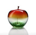 Red-green glass apple on a white background