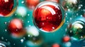 a red and green glass ball with water droplets on it Royalty Free Stock Photo