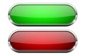 Red and green glass buttons. Shiny oval 3d web icons
