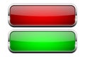 Red and green glass buttons. Shiny rectangle 3d web icons Royalty Free Stock Photo