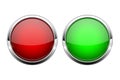 Red and green glass buttons. Shiny round 3d web icons Royalty Free Stock Photo