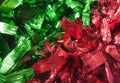 Red green glitter ribbon texture Christmas abstract background Royalty Free Stock Photo
