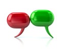 Red and green glossy speech bubbles