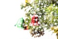 Red and green and Gold Christmas bell decoration hanging Royalty Free Stock Photo