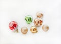 Red, green and golden ornaments for Christmas and New year Royalty Free Stock Photo