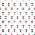 Red and green heart flower cute simple graphics, seamless pattern