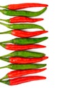 Red-green hot chili peppers isolated on white Royalty Free Stock Photo