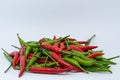 Red and green hot chili peppers isolated on white background. Royalty Free Stock Photo