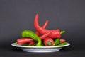 Hot stuff.Stack of red and green chilis Royalty Free Stock Photo