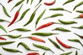 Red and green hot chilli pepper on white background Royalty Free Stock Photo