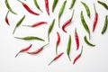Red and green hot chilli pepper on white background Royalty Free Stock Photo