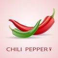 Red and green hot chilli peppers vector set.