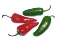 Red and green hot peppers