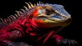 Vibrant Komodo Dragon: Dark Red And Light Gold Iguana Portrait Royalty Free Stock Photo