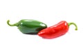 Red and green jalapeno chili hot pepper on white background Royalty Free Stock Photo