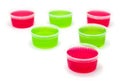 Red and Green jelly in cup on white background. Royalty Free Stock Photo