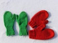 Red and green mittens