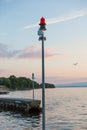 Red and Green Navigation Lights Landmarks to Signal Breakwaters Royalty Free Stock Photo