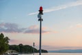 Red and Green Navigation Lights Landmarks to Signal Breakwaters Royalty Free Stock Photo