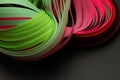 Red and green neon color strip wave paper. Abstract texture horizontal background Royalty Free Stock Photo