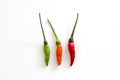 Red and green and orange chilli peppers Royalty Free Stock Photo
