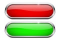 Red and green oval buttons. Glass icons with chrome frame