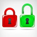 Red green padlock object design