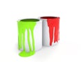 Red and green paint in paint cans Royalty Free Stock Photo