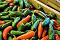 Red and Green Peppers at a Farmers Market Royalty Free Stock Photo