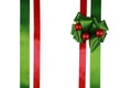 Red and green ribbons with bow