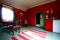 Red and green rustic interior