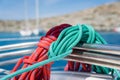 Red and green sailing ropes Royalty Free Stock Photo