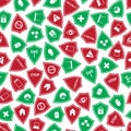 Red and green security shields pattern eps10 Royalty Free Stock Photo
