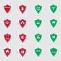 Red and green security shields stickers eps10 Royalty Free Stock Photo