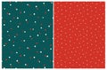 Red and Green Simple Dotted Seamless Vector Patterns. Royalty Free Stock Photo