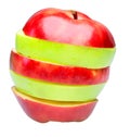 Red and green sliced apple. Isolated Royalty Free Stock Photo