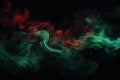 Red, green smoke black background. Color smoke. Water splash. Cosmic stardust. Royalty Free Stock Photo