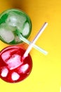 Red and green soda fizzy drinks