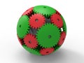 Red and green sphere of gears Royalty Free Stock Photo