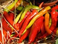 Red and green spicy chilli peppers