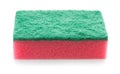 Red and green sponge for washing and cleaning of kitchen ware isolated on a white Royalty Free Stock Photo