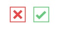 Red and green square icon check mark icon isolated on transparent background. Approve and cancel symbol for design project